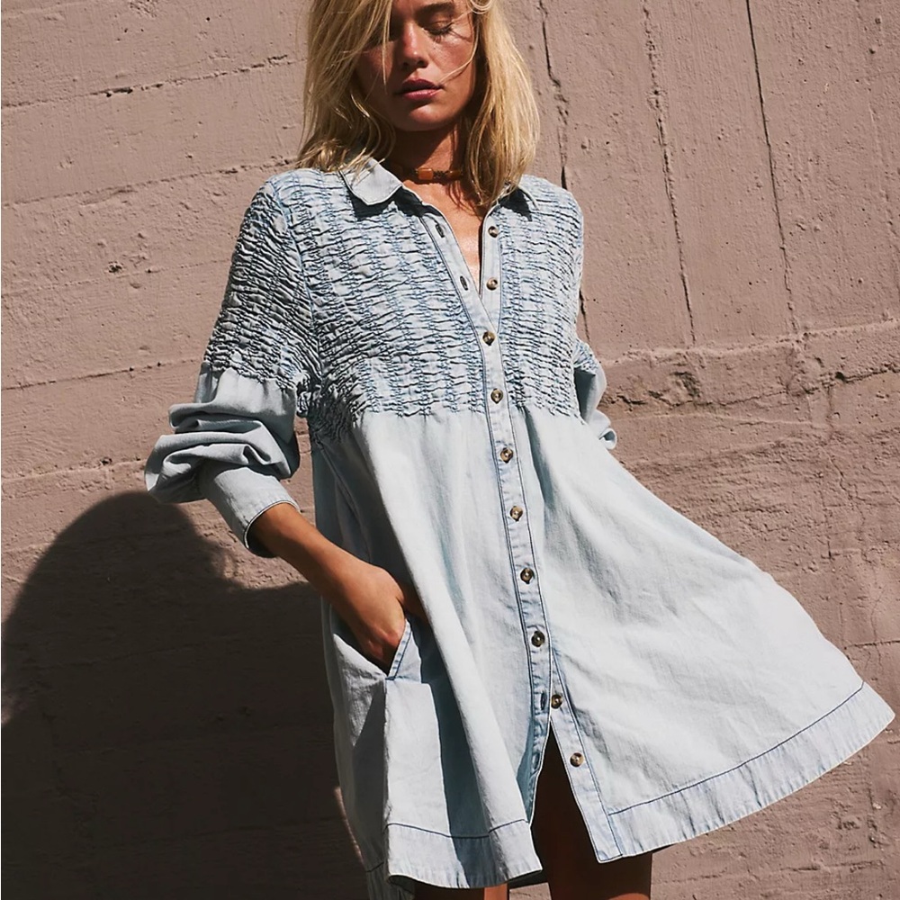 Free People Denim Mini Dress/Shirt